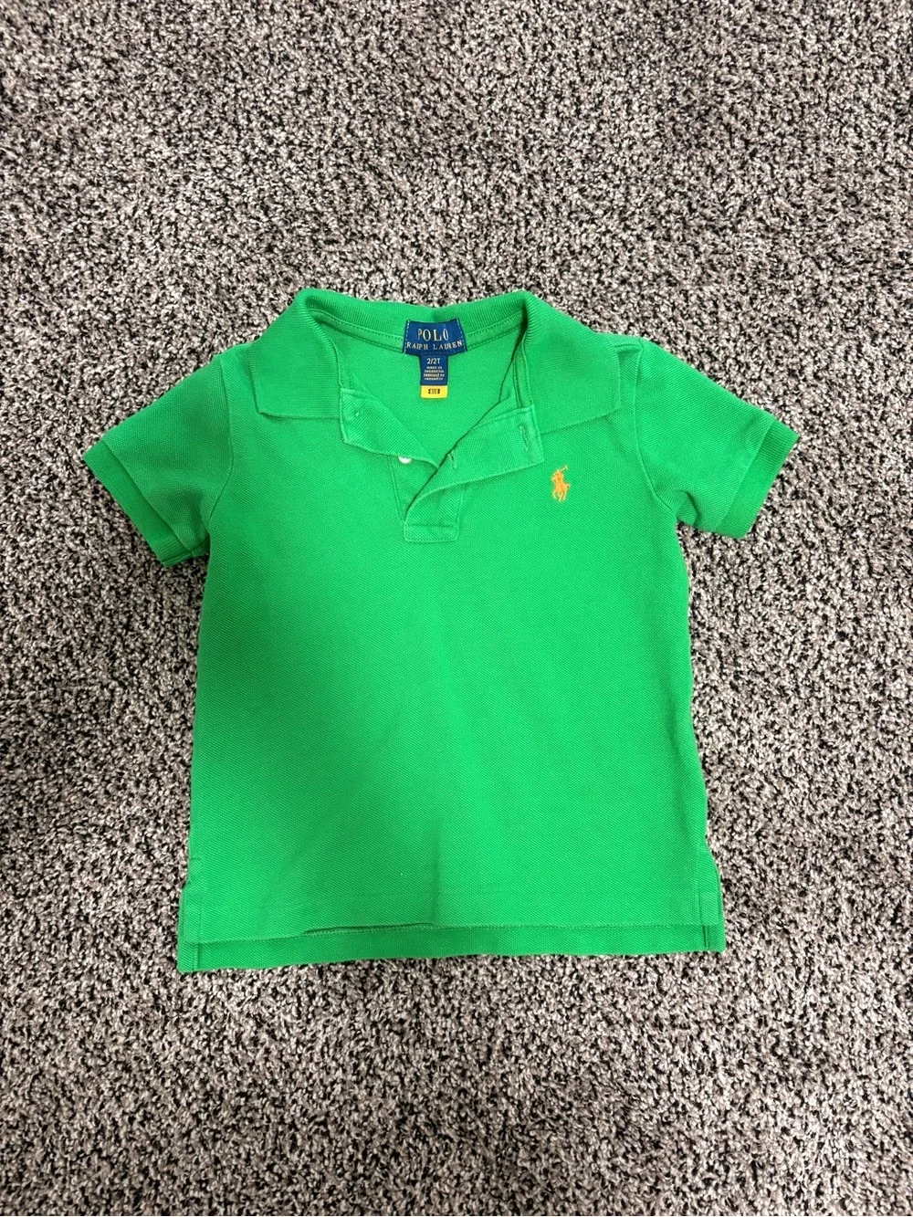 Ralph Lauren Bright Green Kids Polo with Navy Ball Cap